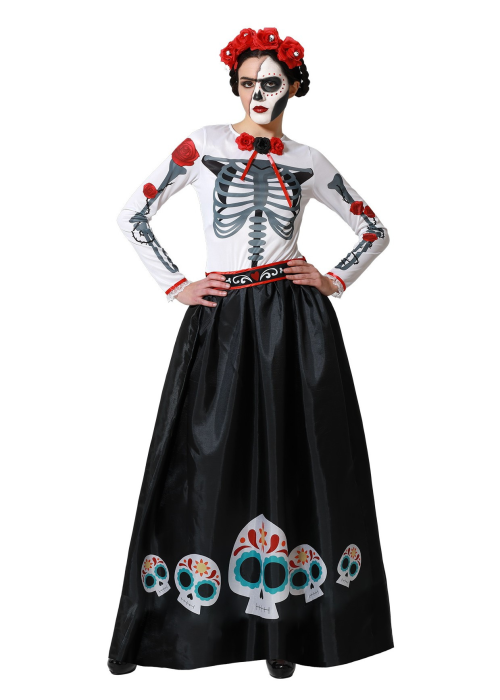 Disfraz de Catrina Largo para Mujer - Disfraces Halloween Esqueletos