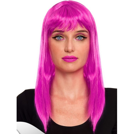 Peluca Cleopatra Larga Rosa Fucsia
