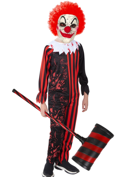 Disfraz De Payaso Asesino Rojo Con Mascara Infantil