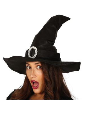 Sombrero Bruja Negro Simil Piel
