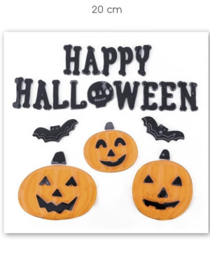 Pegatina Gel Calabaza Happy Halloween Negro