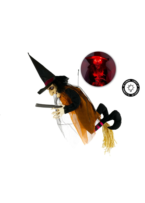 Muñeco Colgante Bruja Escoba con Luz
