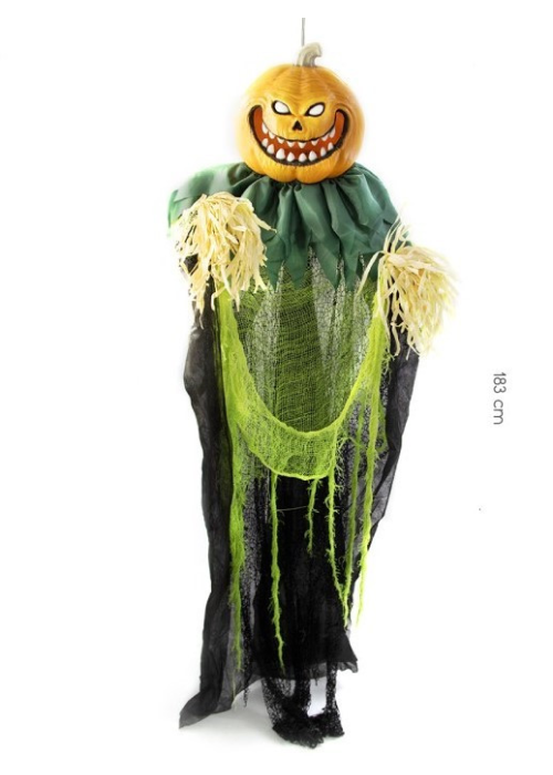 Muñeco Colgante de Calabaza Siniestra con Luz y Sonido