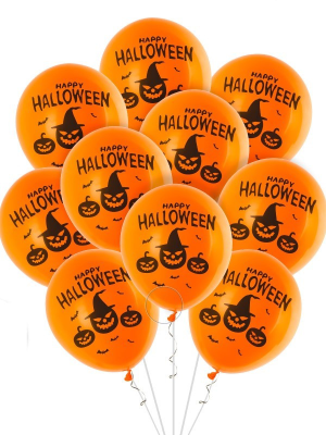 Globos Happy Halloween Calabazas 10 Unid