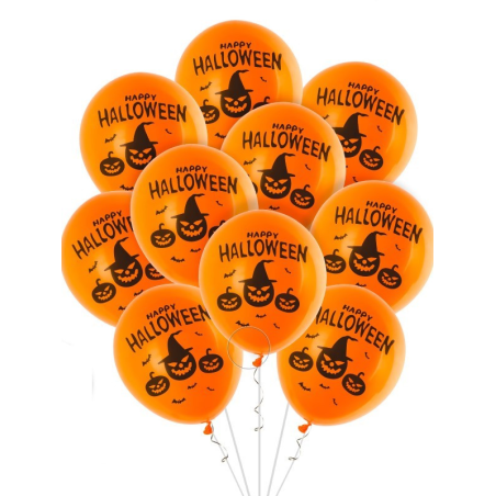 Globos Happy Halloween Calabazas 10 Unid