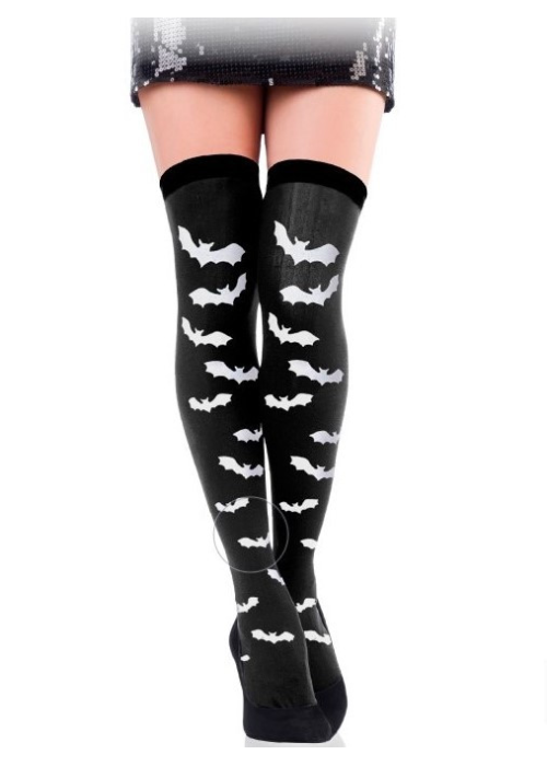 Medias Negras Con Murcielagos - Complementos Disfraces Halloween