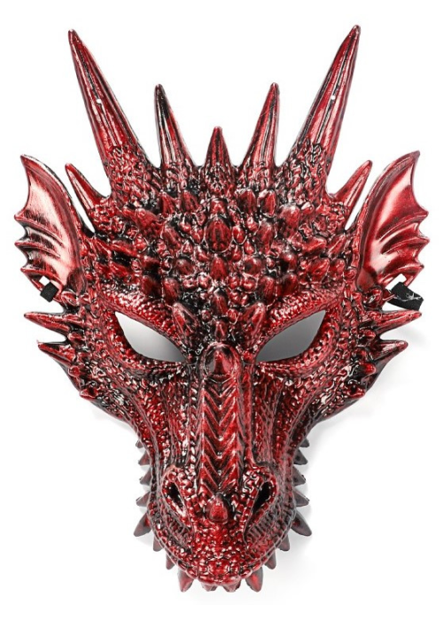 Media Mascara de Dragon Rojo