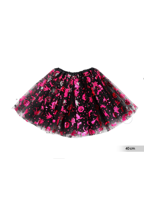 Tutu Negro con Dibujos de Halloween Fucsias