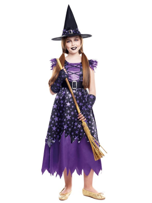Disfraz de Brujas Estrellas Morada Infantil