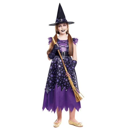 Disfraz de Brujas Estrellas Morada Infantil