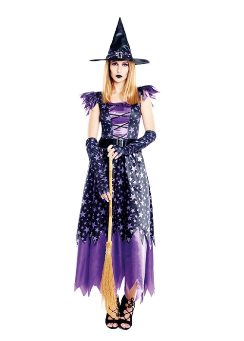 Disfraz de Bruja Estrellas Morada