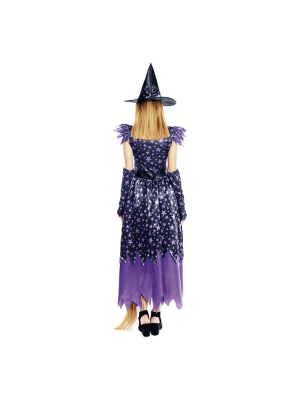 Disfraz de Bruja Estrellas Morada