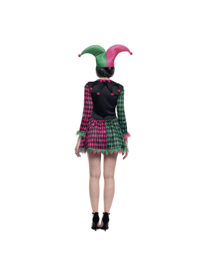 Disfraz de Bufon Rosa Y Verde Mujer