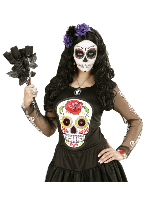 Diadema con 3 Rosas Morada y Negras