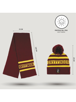 Set de Guantes + Gorro + Bufanda para niño Gryffindor Harry Potter