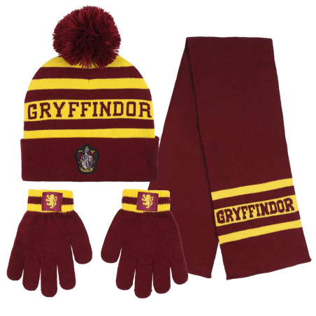 Set de Guantes + Gorro + Bufanda para niño Gryffindor Harry Potter