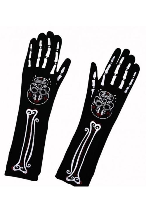 Guantes Calavera Mexicana Catrina Largos