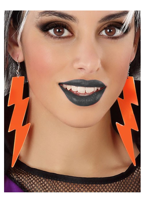 Pendientes Rayo Naranja Neon - Complementos años 80-90
