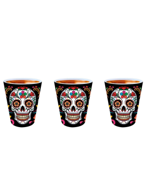 Vasos de Chupito Calavera Mexicana 3 Unidades