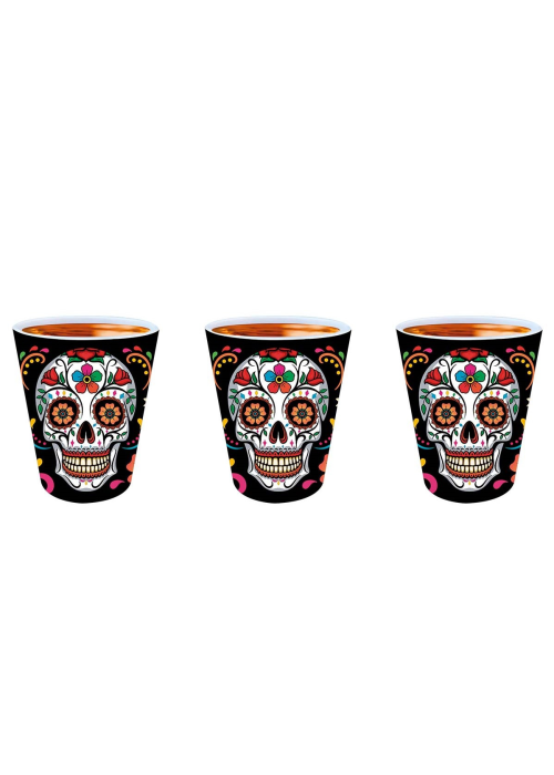 Vasos de Chupito Calavera Mexicana 3 Unidades