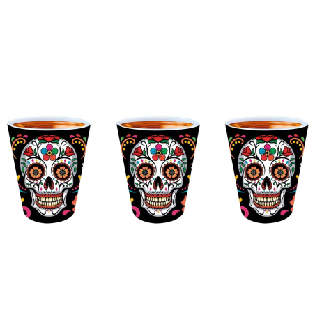 Vasos de Chupito Calavera Mexicana 3 Unidades