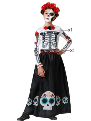 Disfraz de Catrina Mexicana Blanca Infantil