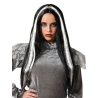 Peluca Melena Larga Negra Mechas Blanca