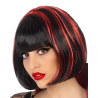 Peluca Vampiresa Corta Mechas Negra y Roja