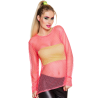 Camiseta De Red Fucsia Mujer