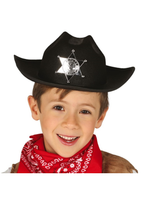 Sombrero Vaquero con Estrella Negro Infanril