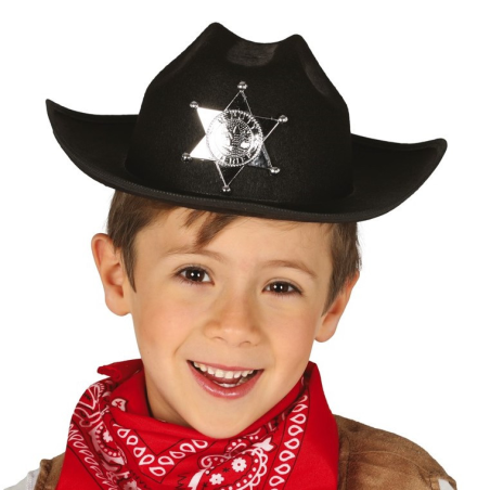 Sombrero Vaquero con Estrella Negro Infanril