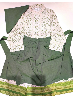 Conjunto Casera Verde Rayas y Flores para niña