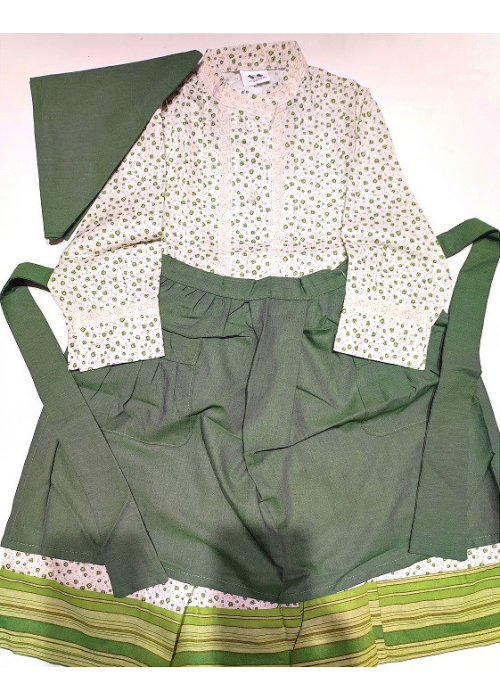 Conjunto Casera Verde Rayas y Flores