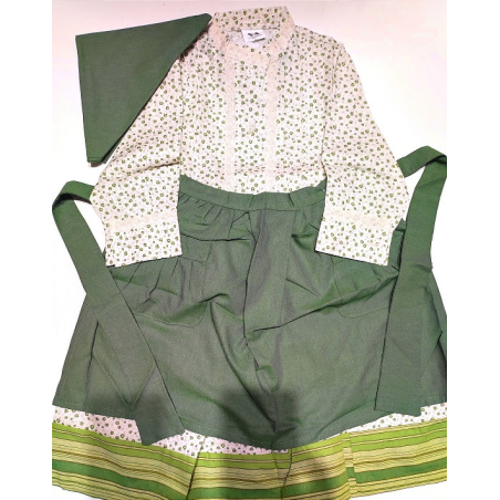 Conjunto Casera Verde Rayas y Flores