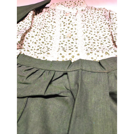 Conjunto Casera Verde Rayas y Flores