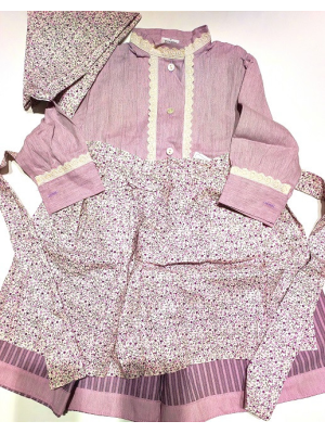 Conjunto Casera Rosa con Rayas y Flores
