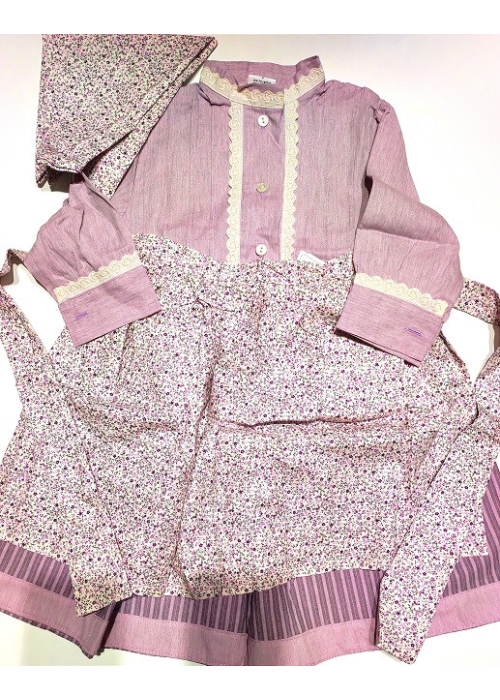 Conjunto Casera Rosa con Rayas y Flores