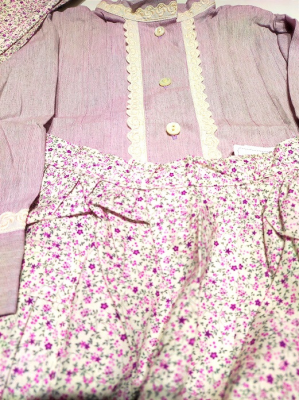 Conjunto Casera Rosa con Rayas y Flores