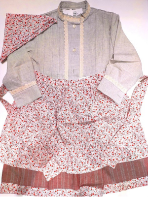 Conjunto Casera Gris y Granate para niña