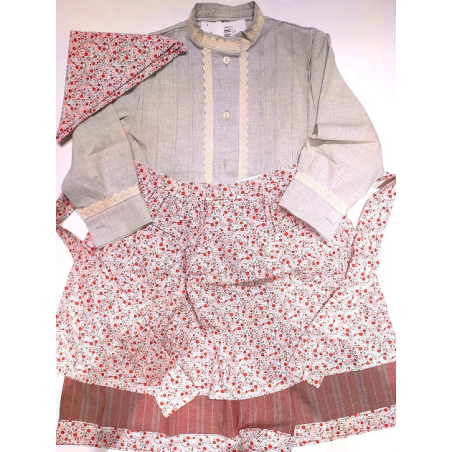 Conjunto Casera Gris y Granate para niña