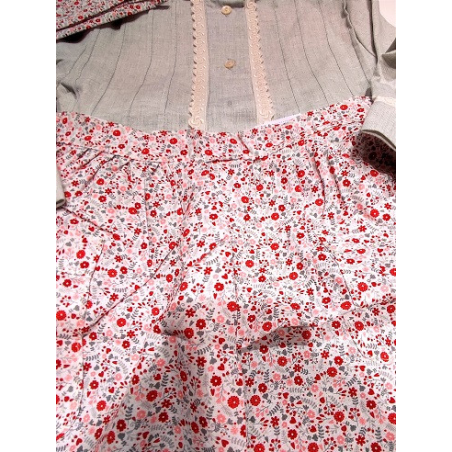 Conjunto Casera Gris y Granate para niña