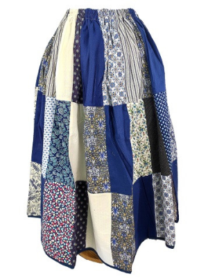 Falda Casera Azul Patchwork - Faldas Regionales, Enaguas y Pololos