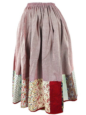 Falda Casera Granate bies Patchwork - Trajes Regionales Vascos
