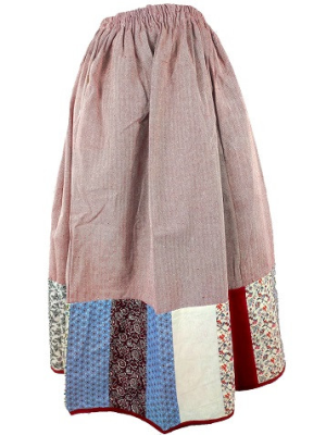 Falda Casera Granate bies Patchwork - Trajes Regionales Vascos