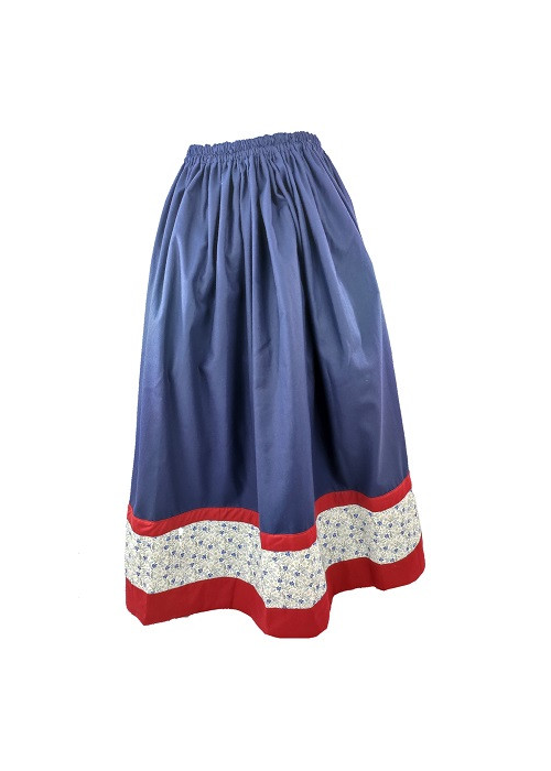 Falda Casera Azul y Granate Flores para mujer - Trajes Regionales Vascos