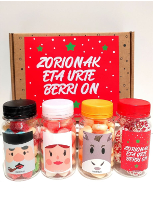 Caja 4 botes de Chuches Olentzero