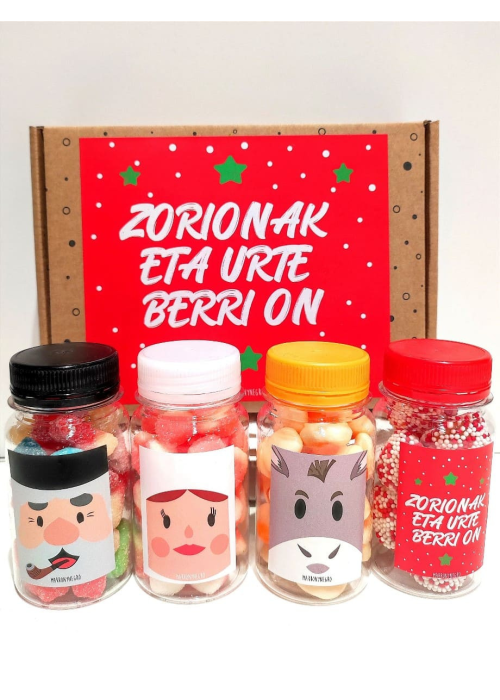 Caja 4 botes de Chuches Olentzero