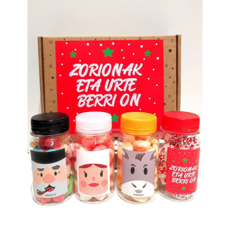 Caja 4 botes de Chuches Olentzero