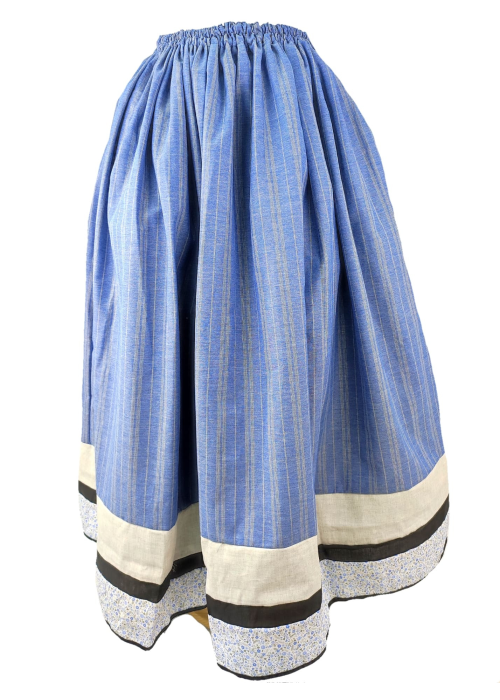 Falda Casera Azul Rayas, Liso y Flor