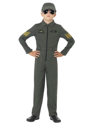 Comprar Disfraz de Aviador Verde Infantil. - Disfraces Militares Infantiles